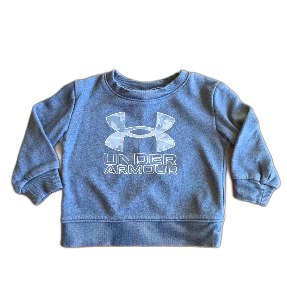 Under Armour infant grey fleece crewneck sweatshirt pixelated digital Logo 12mo